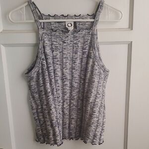 Antropology Akemi+Kim Gray and White Ribbed Tank Top with Wide Straps